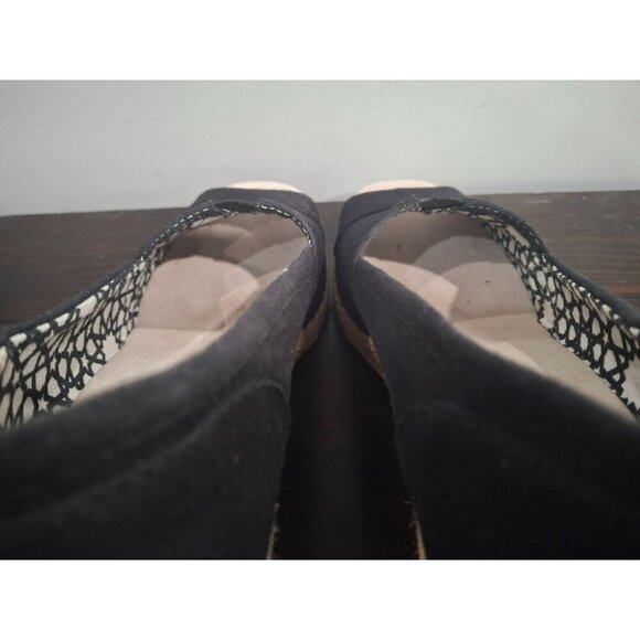 EUC Toms Calypso Black Peep Toe Espadrille Hemp Wedge/Sz. 9 - Picture 8 of 9